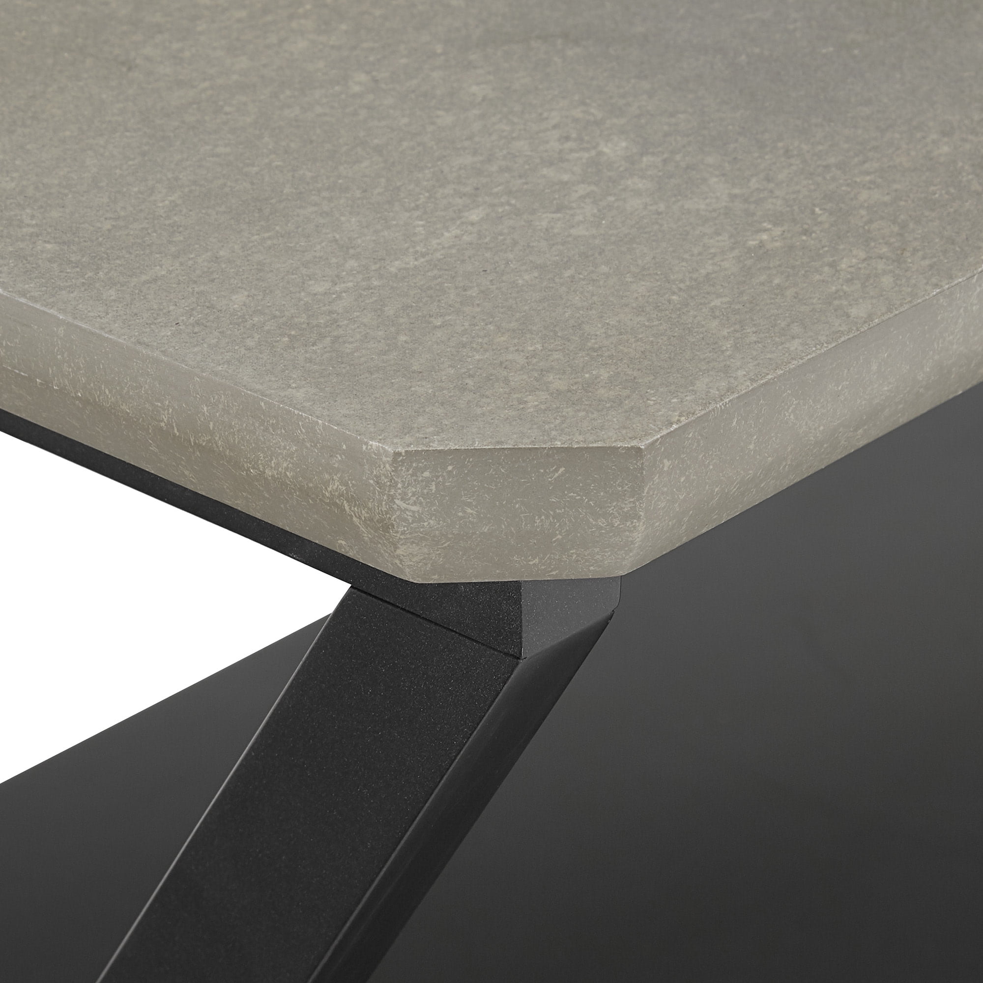 Weston Home Cuenca Black Finish Light Grey Fiber Cement Top Coffee Table