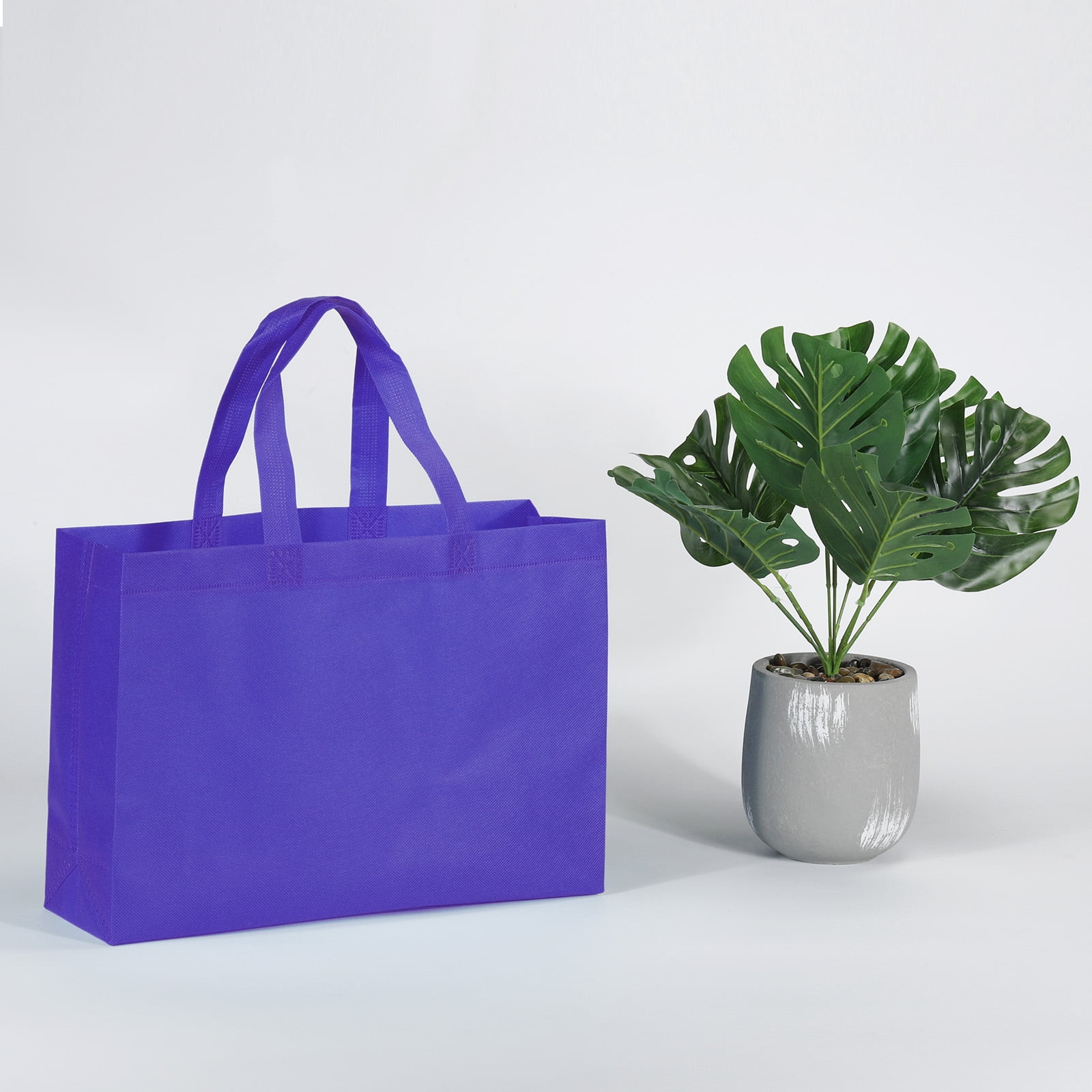 Unique Bargains Reusable Gift Bags Horizontal Style Non-Woven Grocery Storage Tote Bag Blue