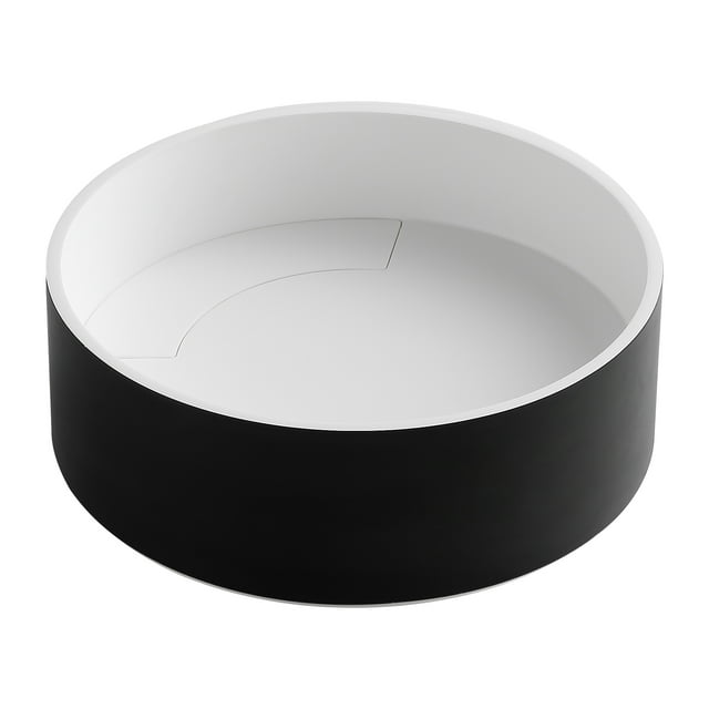 Ancona Lavabo de Salle de Bain Rond en Pierre Acrylique Pure, Fini Blanc Mat et Noir Mat