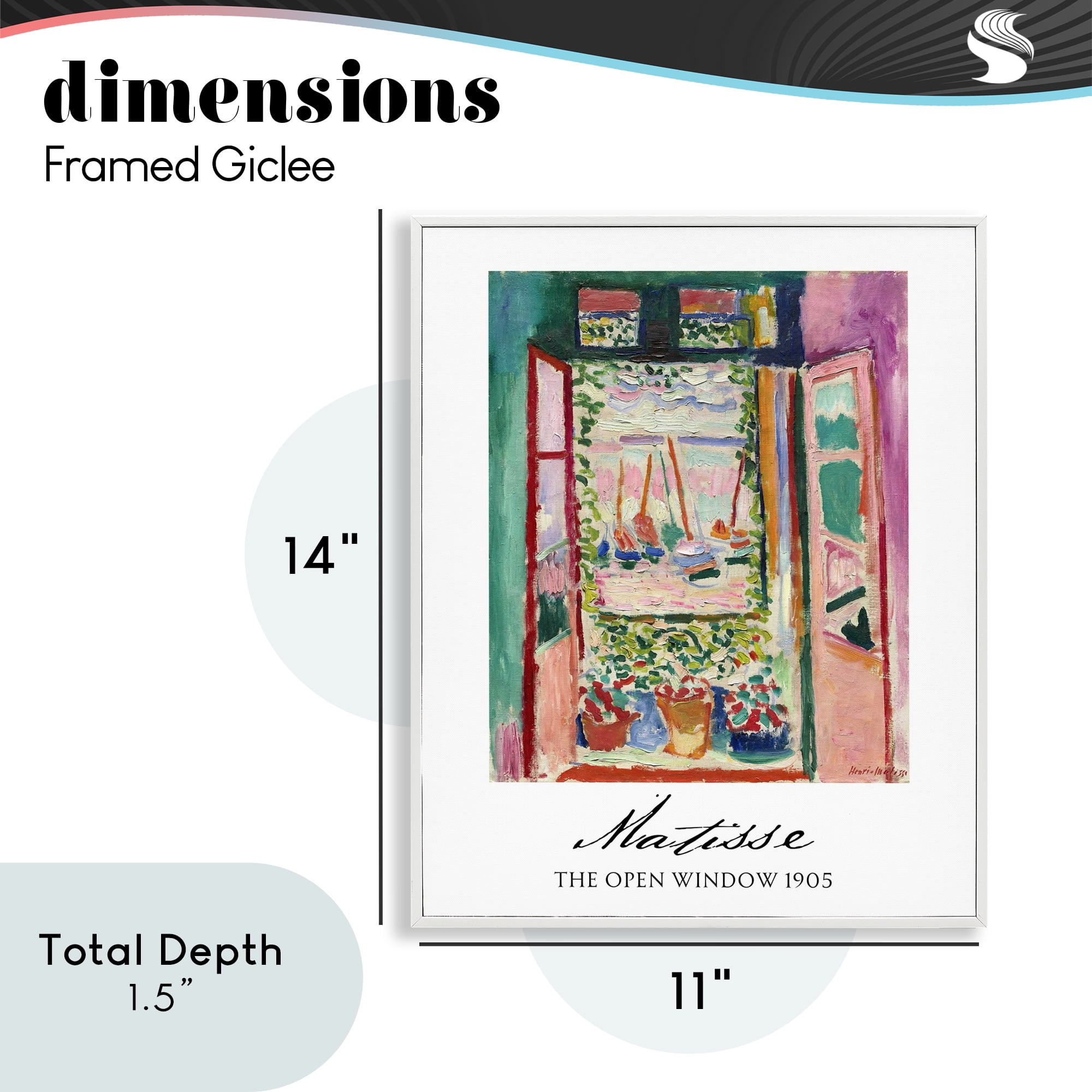 The Open Window Matisse White Framed Giclee Art, design by Vintage Hustle