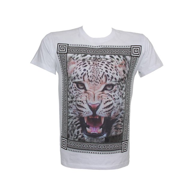 Konflic Fierce Leopard Framed Muscle T-Shirt - White - Small