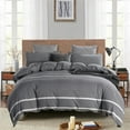thumbnail image 1 of Housse de Couette en Coton, Simple, Grand, Très Grand, Ensemble de Literie à Carreaux Buffalo, Housse de Couette à Rayures Grises et Blanches, Style Moderne, 1 of 5