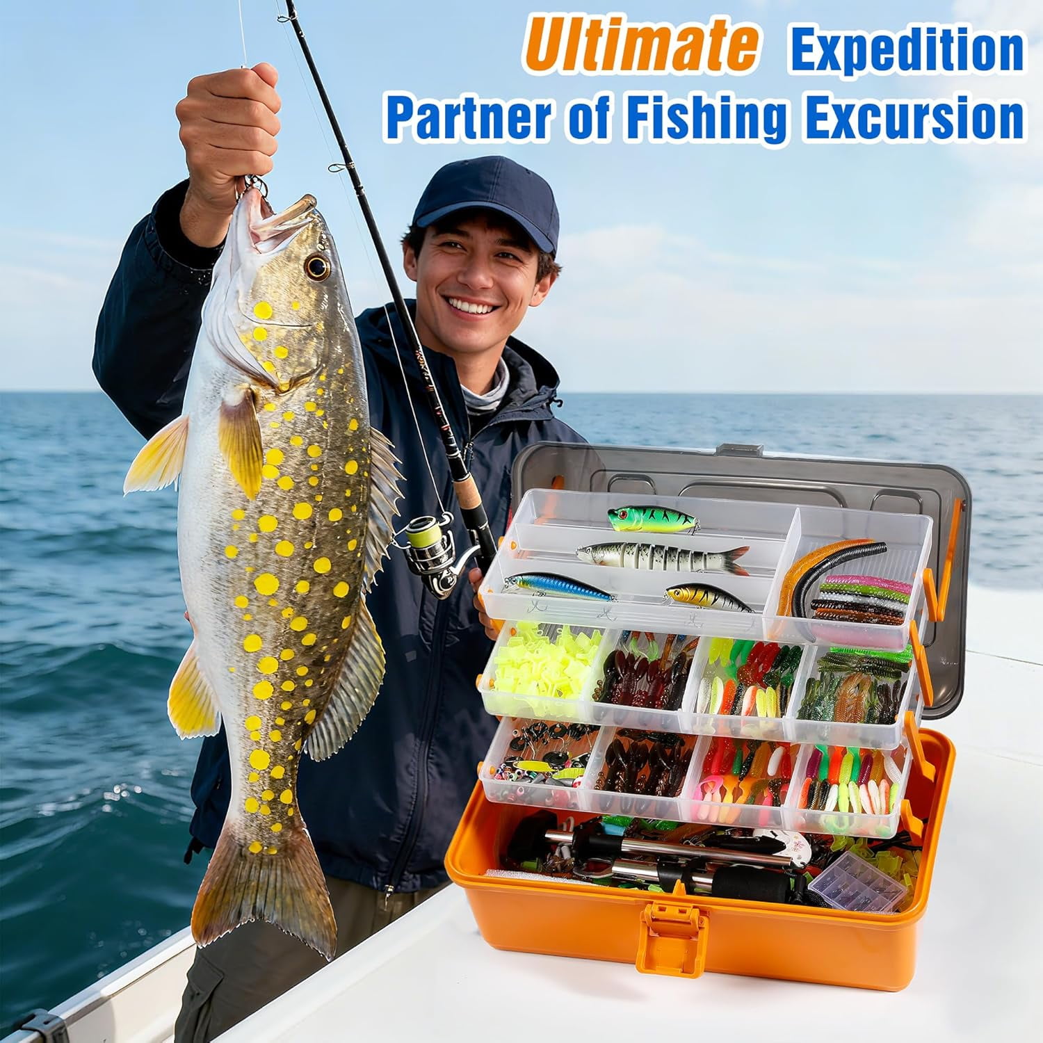 560PCS Fishing Lures Kit with Large 4-Layer Tackle Box, Complete Freshwater Bass Fishing Gear Set with Pliers, Hooks, Crankbait, Sinkers, Jigs, Weights & More Accessories, Gift for Men