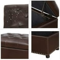 thumbnail image 5 of 24'' Leather Storage Ottoman Rectangular Foot Rest Stool with Nailhead Trim for Bedroom Living Room(Dark Brown), 5 of 13