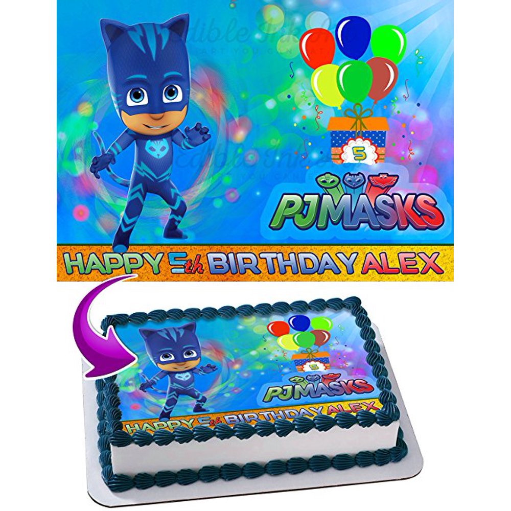 CatBoy PJ MASKS Edible Image Cake Topper Personalized
