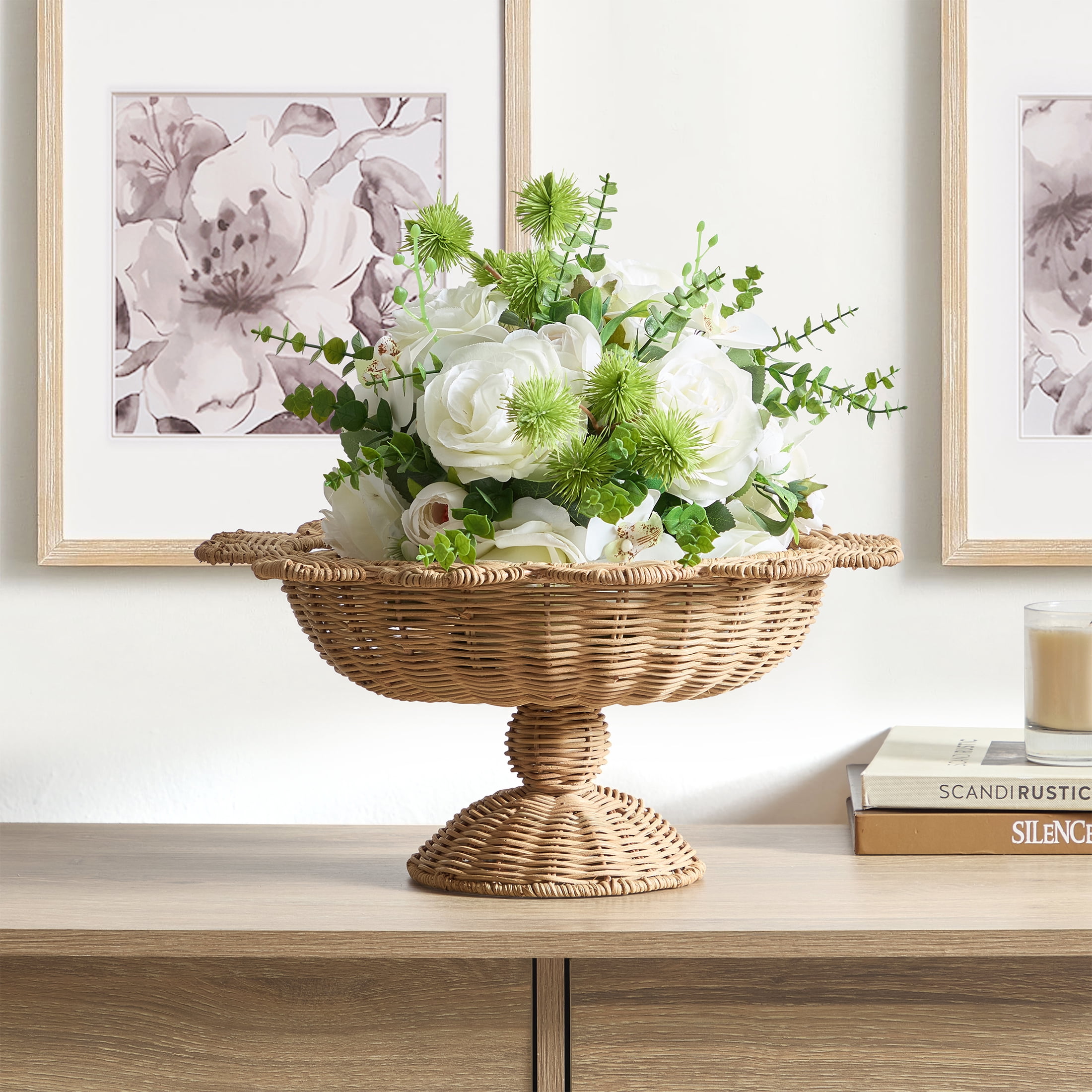 Rattan Scalloped Decorative Bowl, 7", by My Texas House
