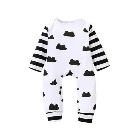 

Baby Boy Clothes 6 Months Baby Boys Fall-Winter Bodysuits 12 Months Baby Boys Long Sleeve Cloud Prints Romper Bodysuits White
