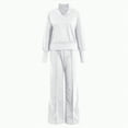 thumbnail image 4 of Towmus Women's 2 Piece Lounge Sets Casual Fall Travel Outfits Fashion Wide Leg Tracksuit V Neck Loungewear Baggy Comfy Sweatsuits, White, M, 4 of 6