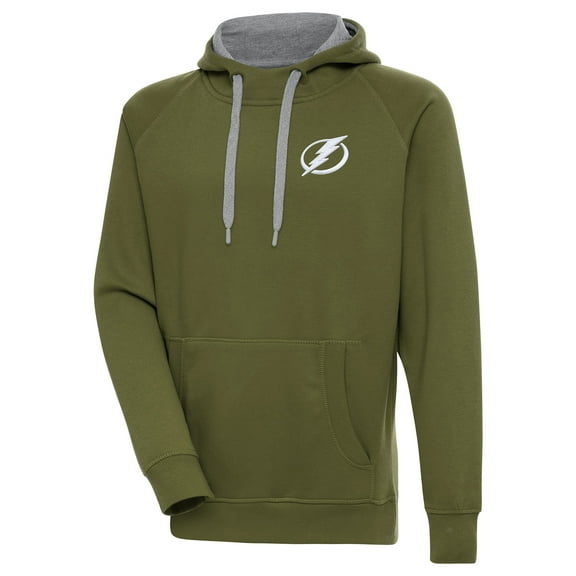 Men's Antigua Olive Tampa Bay Lightning Victory Pullover Hoodie