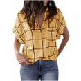 thumbnail image 1 of Chemises à Manches Courtes pour Femmes Hauts d'Été Tendance 2023 Mode Femme Col Rabattu Décolleté en V Profond Pull avec Poches Blouse, 1 of 8