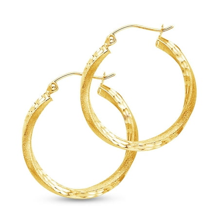 14k Yellow Gold Diamond Cut 2 6mm Hinged Hoop Earrings 20 X Mm 14k Yellow Gold Diamond Cut 2 6mm Hinged Hoop Earrings 20 X Mm