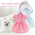 thumbnail image 2 of Turn Down Collar Pet Dress - Short Sleeve Adorable Dress-up - Pullover Plaid Floral Print Dog Skirt - Outdoor Dog Clothes, 2 of 8