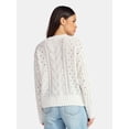 thumbnail image 3 of Time and Tru Women's Cable Knit Pullover Sweater with Long Sleeves, Midweight, Sizes XS-XXXL, 3 of 5