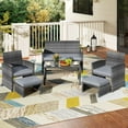 thumbnail image 4 of Costway 6PCS Patio Furniture Set Outdoor Sectional Conversation PE Rattan Sofa Set Gray, 4 of 10