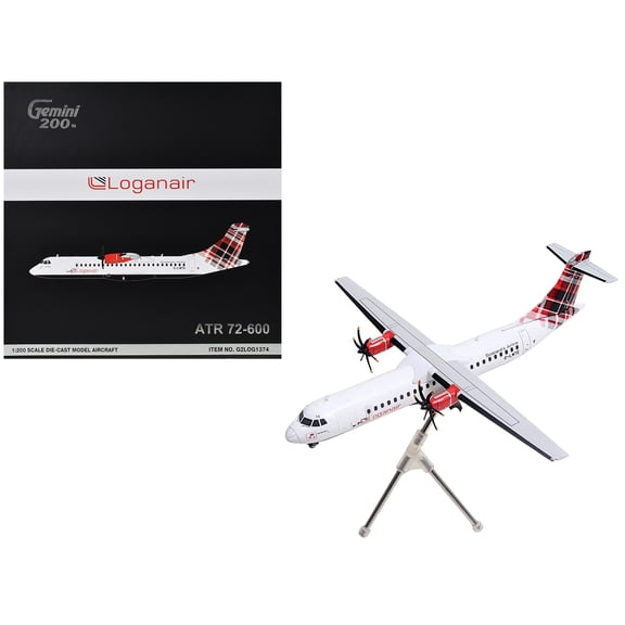 ATR 72-600 Commercial Aircraft "Loganair - Scotland's Airline" White with Red Plaid Tail 1/200 Diecast Model by GeminiJets