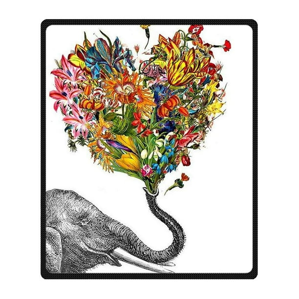 Rylablue Elephant Blanket Fleece Throw Blanket For Sofa Or Bed 58x80 Inches