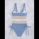 thumbnail image 4 of Bikini de Dos Piezas para Mujer, Cintura Alta, Cuello Halter, Traje de Baño, Gris Azul, XL, 4 of 7