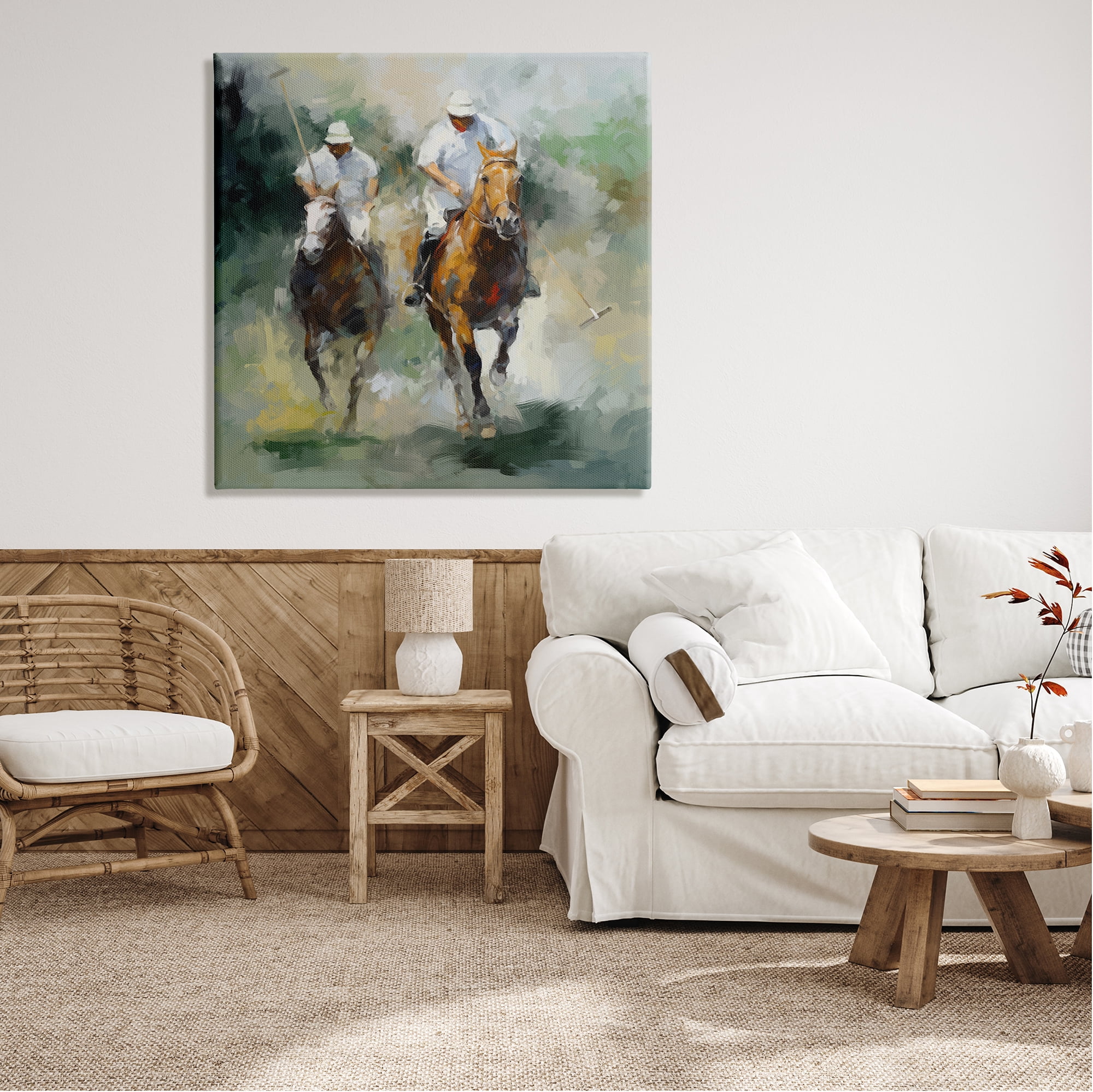 Stupell Industries Two Polo Players Abstract Sports Painting Gallery Wrapped Canvas Print Wall Art, 36 x 36