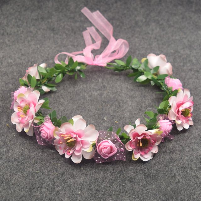 Artfen Guirnalda de Flores Nupcial Diadema Corona de Flores Corona para el Cabello Halo Cinta Ajustable Festivales de Boda Fotografía Rosa