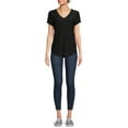 thumbnail image 2 of No Boundaries Women's Junior's Brushed V-Neck Short Sleeve T-Shirt, 2 of 5