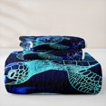 thumbnail image 5 of jejeloiu Sea Turtle Print Bed Spread Queen,Vintage Ocean Animal Queen Coverlet Set For Boys,Blue Black,3 Pieces, 5 of 7