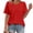 Red, variant on Crgrtght Women Pleated Puff Sleeve Top Round Neck Short Sleeve Flowy Curved Hem Casual Basic Vacation Beach Loose Blouse, Black XXL