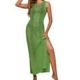 thumbnail image 2 of Popvcly Women's Knit Swimsuit Cover Up Hollow Out Split Beach Cover Up Dress Full-Length Green S-XL, 2 of 10