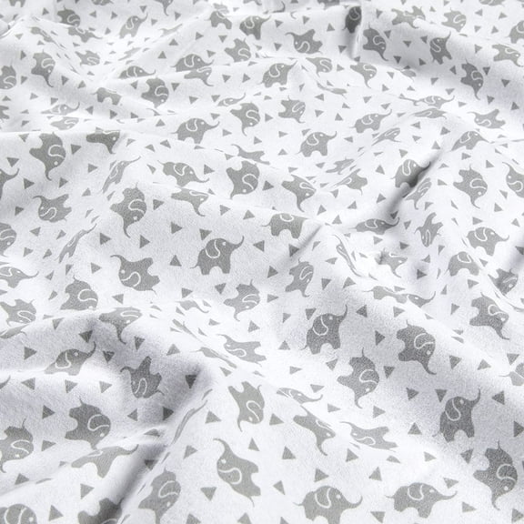 David Textiles Elephant Confetti Flannel White/Jasper Grey Fabric
