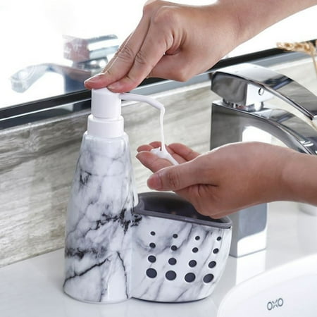 1PC Soap Dispenser with Sponge Holder - Soap Pump Dispenser and Sponge Holder - Kitchen Sink Countertop Liquid Hand Soap Dispenser Pump Bottle Caddy ...