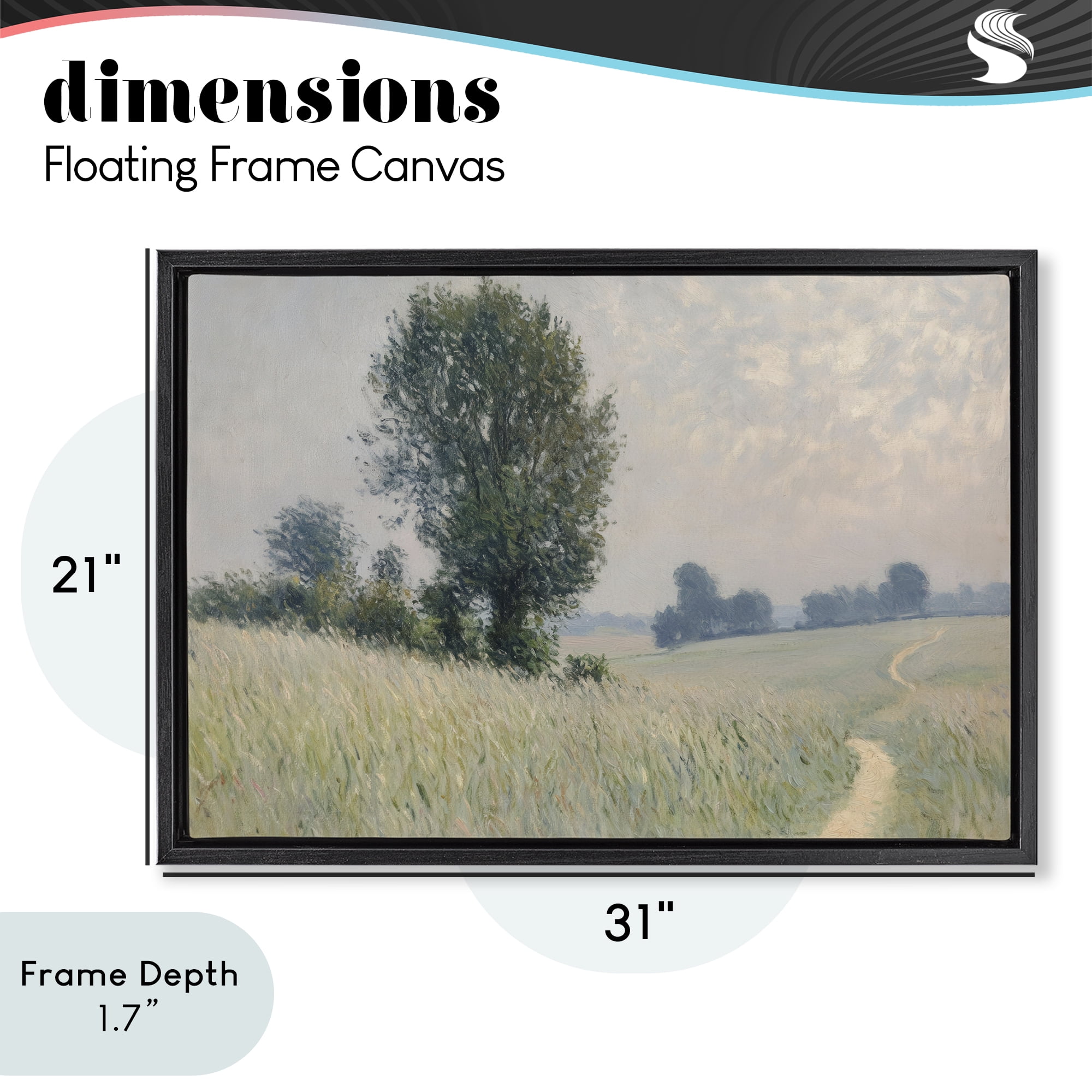 Stupell Industries Tall Grass Path Through Meadow Black Framed Floater Canvas Wall Art, design by Petal Prints Design