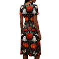thumbnail image 5 of Womens Halloween Dress Bat Short Sleeve Witch Hat Vintage Wedding Guest Dresses Pumpkin V Neck Casual Wrap Dress L, 5 of 5