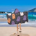 thumbnail image 2 of Yayeee Kids Hooded Towels Toddler Soft Absorbent Beach Bathing Wrap 50" x 23.5", Orange Halloween Ghosts, 2 of 5