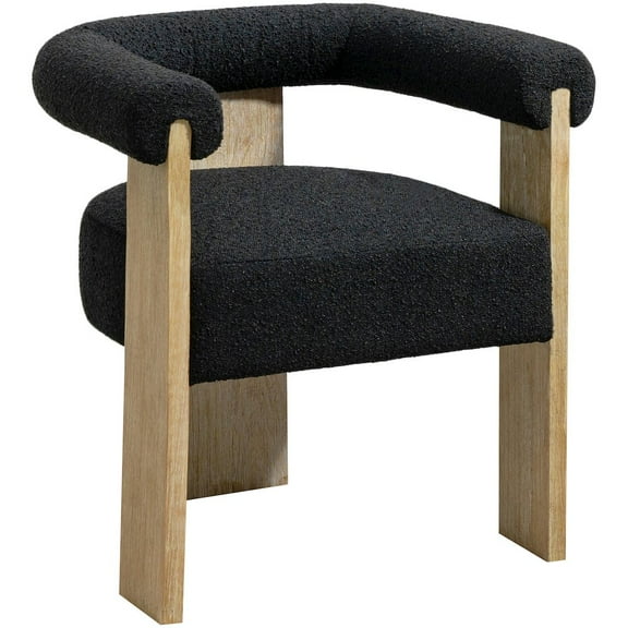 Meridian Furniture Barrel Black Boucle Fabric Dining Chair