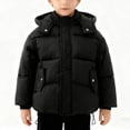 thumbnail image 2 of AHTJRT Boy's Winter Jacket Full Zip Hooded Puffer Jackets with Flap Pockets Fashion Solid Color Windproof Outerwear for Cold Weather Kids Black 12-13 Years, 2 of 8