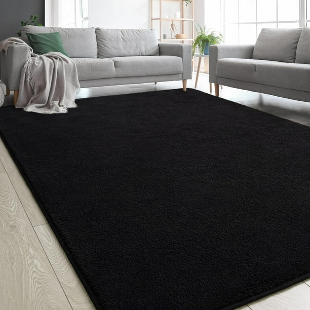 Area Rug Zedrew, espuma viscoelástica negra, 150 x 210 cm, para dormitorio