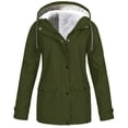 thumbnail image 1 of Women's Plus Size Solid Hooded Raincoat Outdoor Windproof Thickened Jacket Coat for Cold Weather, 1 of 5