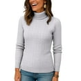 thumbnail image 4 of Dwralegc 2025 Sweaters for Women Turtleneck Sweater Hem Oversized Knitted Pullover Cozy Warm Long Sleeve Fall Winter Sweaters White 2XL, 4 of 4