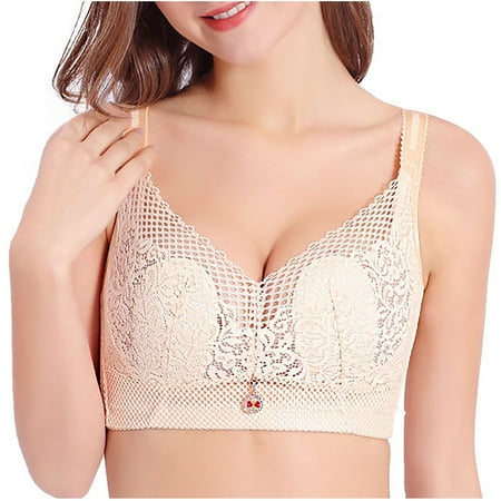 

Aoochasliy Wireless Bras for Women Push Up Clearance Bra Wire Free Underwire Bras Large Size Thin Cup Lace Bra
