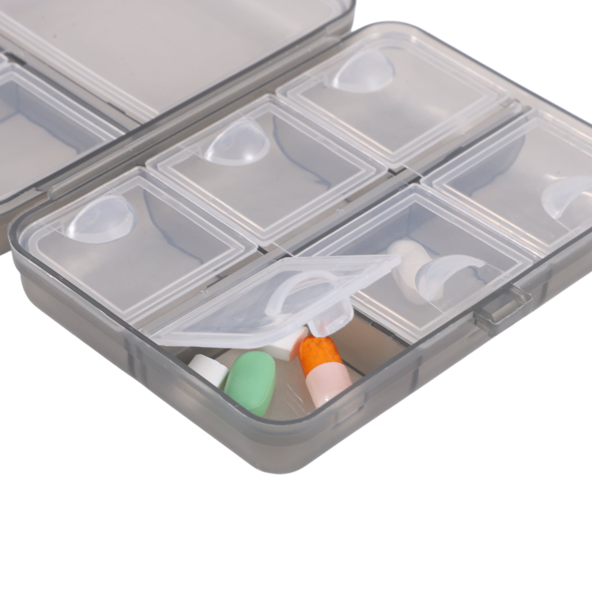 Unique Bargains 9 Grids Double Layer Pill Case for Travel 1 Pc Gray