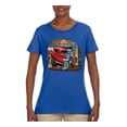 thumbnail image 2 of Vintage Hot Rod Old Garage Cars and Trucks Womens Graphic T-Shirt, Royal, 3XL, 2 of 3