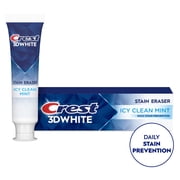 Crest Toothpaste 3D White Stain Eraser Teeth Whitening, Icy Clean Mint, 3.8 oz