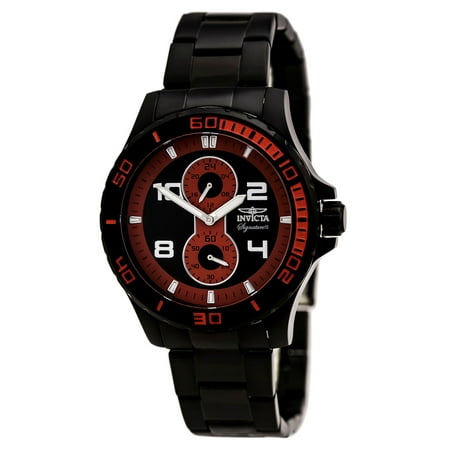 Invicta 7018 Men's Signature II Orange and Black Dial Black IP Steel Bracelet Watch