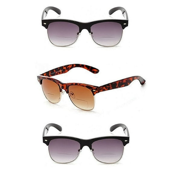 "The Established" 3 Pair of Bifocal Sunglasses - Semi Frame Round Reading Sunglasses