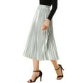 thumbnail image 5 of INSPIRE CHIC Women's Skirts Metallic Elastic Waist Midi Pleated Party Skirt XS Silver Tone, 5 of 9