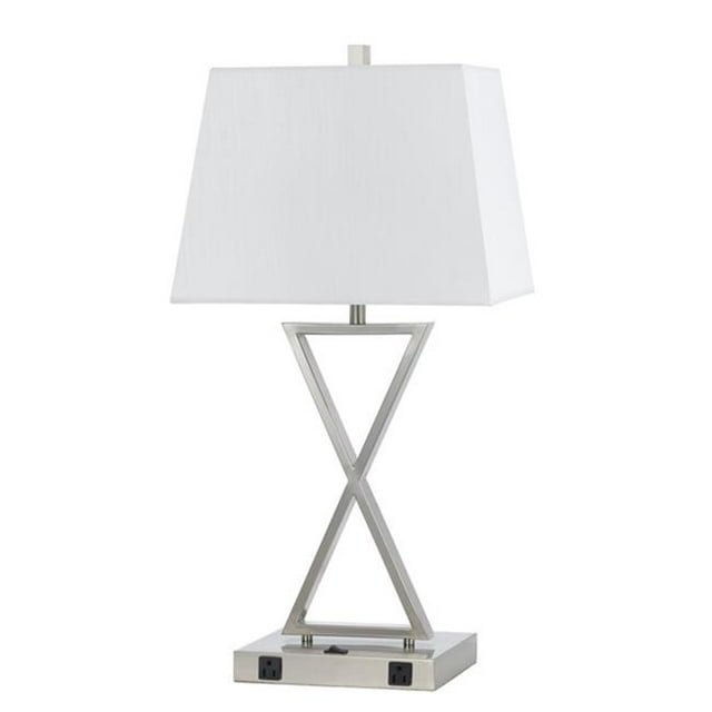Cal Lighting LA-8023NS-1-BS 60W Metal Night Stand Lamp with Rocker Switch and 2 Outlets - 28 in.