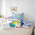 thumbnail image 6 of Homewish Boys Girls Groovy Flower Twin Bedding Sets 7-Piece,Geometric Plaid Bedding Comforter Set Microfiber,Vintage Aesthetic Breathable Sheet Sets,Breathable Home Decor,Reversible, 6 of 8