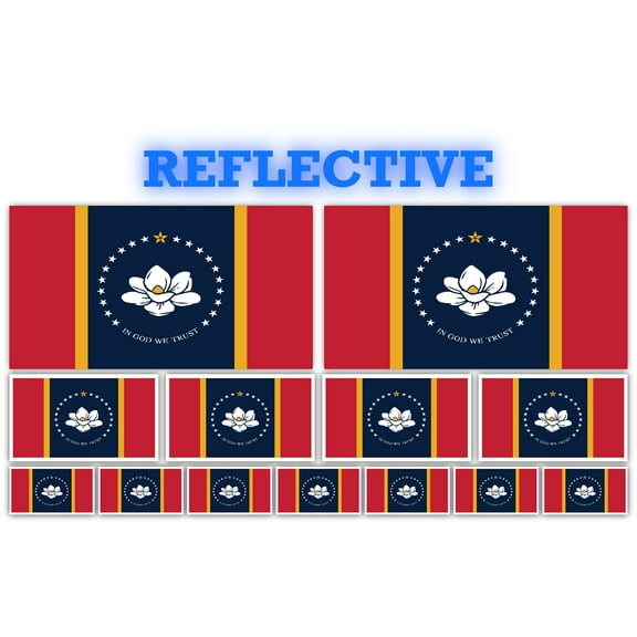 13 Pack Mississippi.png Flags | (x2) 4x2 inch, (x4) 2x1 inch, (x7) 1x.5 inch flag stickers | Country State Flags Pack Stickers for Cars, Trucks, Laptops, Bikes, Toolboxes