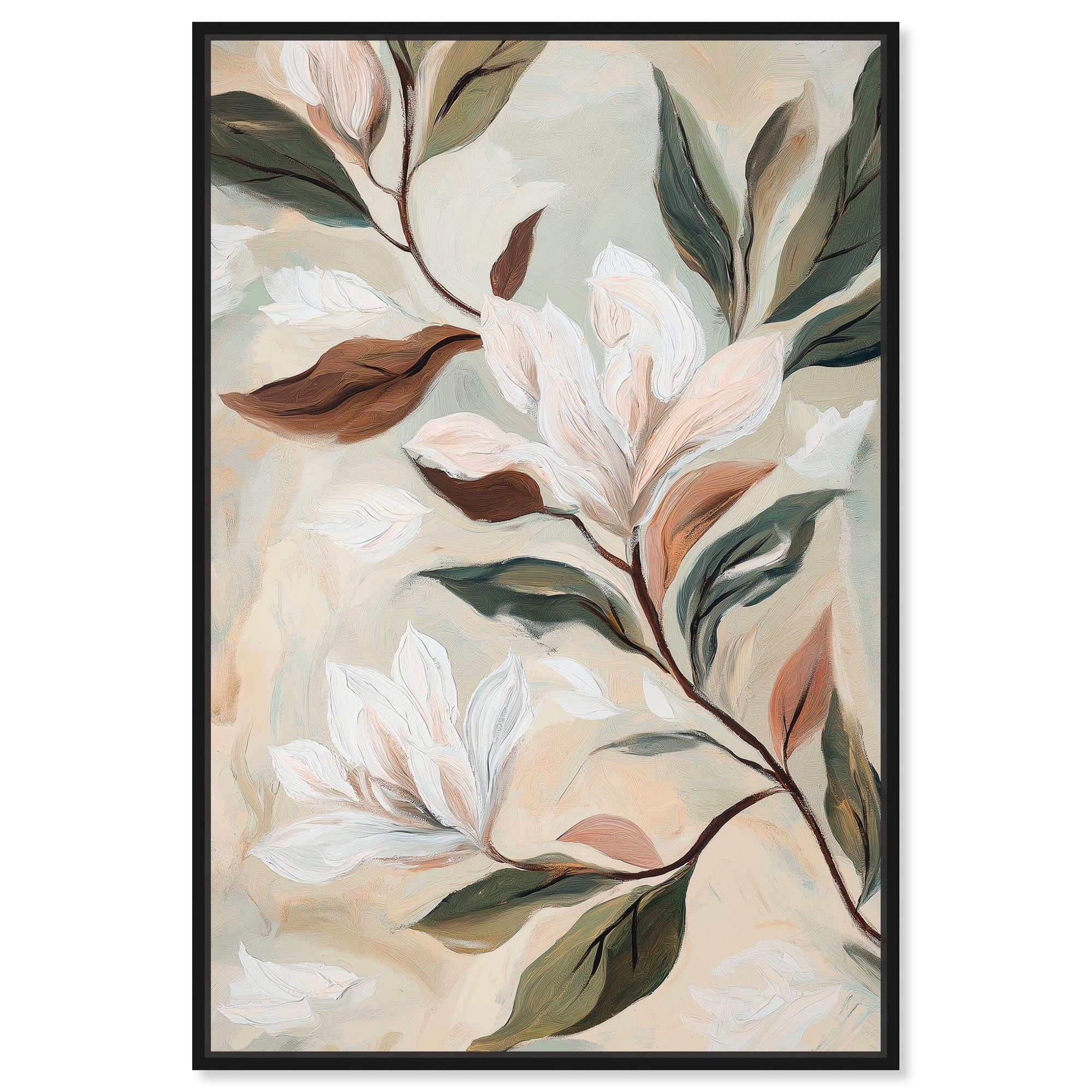 Soft Magnolia II Canvas Elegant Floral Art by Art Remedy, Black Frame, 10 x 15