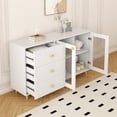 thumbnail image 6 of Kselythan Sideboard Buffet Cabinet With Storage,55" Wooden Storage Cabinet With Built In Shelves,3 Drawers&Tempered Glass Doors,Bar Cabinet,For Living Room,Kitchen,Dining Room, 6 of 7