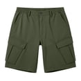 thumbnail image 3 of Cargo Shorts for Men Summer Casual Elastic Waist Straight Leg Knee Length Hiking Work Shorts with Pockets, 3 of 8